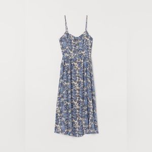 Knee length flair beige beige blue paisley dress